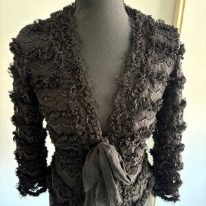 Ruffeled Black Tie Jacket